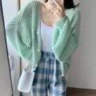 Chunky Knit Cardigan Green - One Size