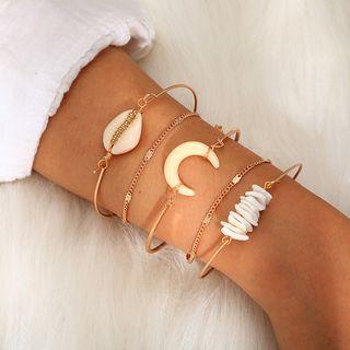 Set Of 5: Horn / Alloy Bracelet (assorted Designs) C18106 - One Size