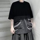 Elbow-sleeve Paneled Cargo T-shirt