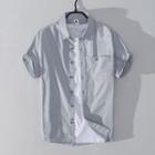 Short-sleeve Embroidered-accent Shirt
