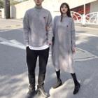 Couple Matching Heart Embroidered Knit Pullover / Long-sleeve Heart Embroidered Knit Dress