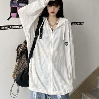 Heart Embroidery Hooded Jacket