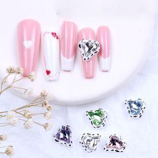 Set Of 2: Heart Rhinestone Nail Art Decoration