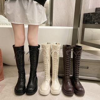 Lace-up Platform Knee-high Boots