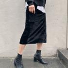 Ribbed Velvet H-line Long Skirt