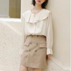 Bell-sleeve Blouse / Mini A-line Skirt / Set