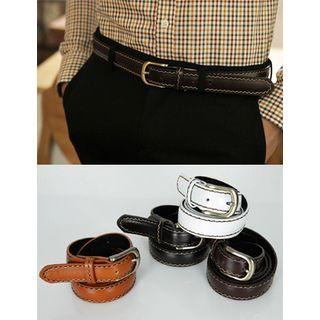Stitched Genuine Leather Blend Belt