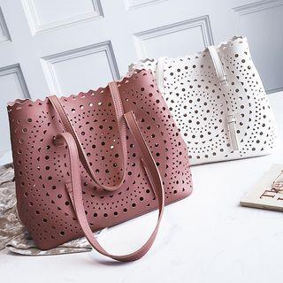 Faux-leather Cutout Tote Bag