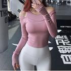 Long-sleeve Cold-shoulder Cropped Sports Top