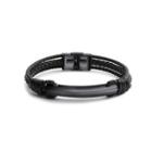 Simple And Fashion Plated Black Geometric 316l Stainless Steel Leather Bracelet Black - One Size