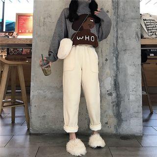 Fleece-lined Straight Cut Knit Pants