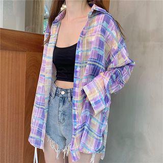 Light Plaid Shirt As Shown In Figure - One Size