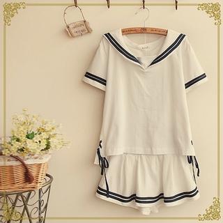 Set: Sailor Collar Top + Skort