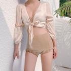 Set: Velvet Bikini + Long-sleeve Cover Up
