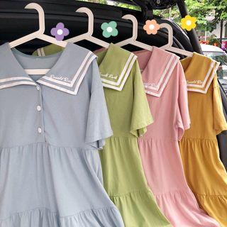 Bow-back Short-sleeve Dress