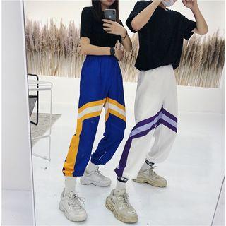 Couple Matching Color Block Baggy Pants