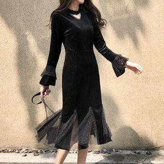 Long-sleeve Cutout Midi Mermaid Sheath Dress
