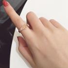 Rhinestone Rose Open Ring Open Ring - Rose Gold - One Size