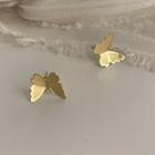 Butterfly Ear Stud 1 Pair - 925 Silver Steel - Gold - One Size