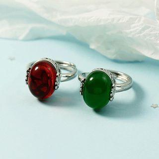 Gemstone Alloy Open Ring