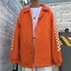 Checked Snap-button Jacket Orange - One Size