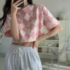 Short-sleeve Argyle Cropped T-shirt