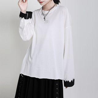 Two-tone Panel Long-sleeve T-shirt