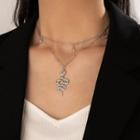 Layered Snake Pendant Necklace 21794 - Silver - One Size