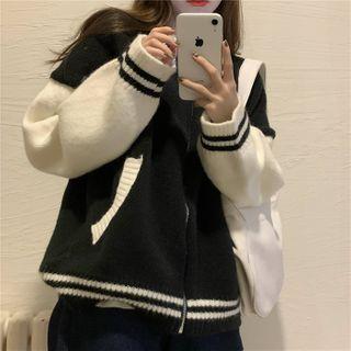 Knit Zipped Baseball Jacket