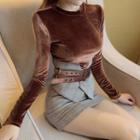 Set: Long-sleeve T-shirt + Pencil Skirt + Belt