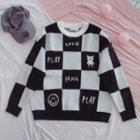 Checkerboard Sweater Black & White - One Size