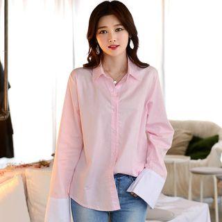 Contrast Wide-cuff Shirt