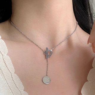 Alloy Disc Pendant Choker 0662a - Silver - One Size
