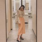 Zip-fly H-line Long Skirt Orange - One Size