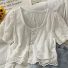 Button-up Crop Lace Top White - One Size