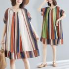 Color Block Striped Short-sleeve Dress