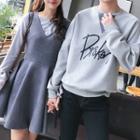 Couple Matching Crew-neck Long-sleeve A-line Dress / Lettering Pullover