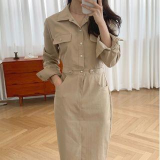 Sheath Midi Shirt Dress