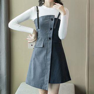 Color Panel Strappy A-line Dress
