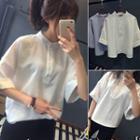 Stand-collar Short-sleeve Top