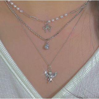 Faux Pearl Ribbon Angel Necklace (various Option)