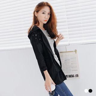 Lace And Sparkle Beads Hooded Shirt