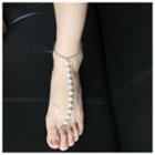 Faux Pearl Anklet With Toe Ring