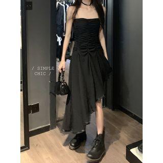 Strapless Asymmetrical A-line Dress Black - One Size