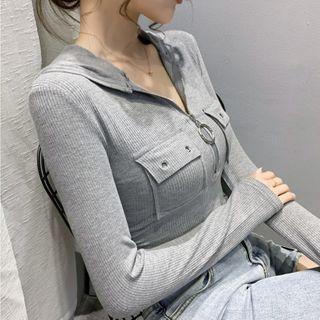 Hooded Half-zip T-shirt