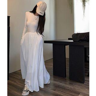 Two-tone Slim-fit Maxi Dress