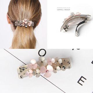 Acetate Flower Hair Clip Floral - Gray - One Size