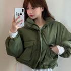 Stand Collar Padded Cropped Zip-up Jacket