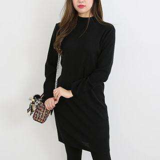 Mock-neck Boxy Knit Dress