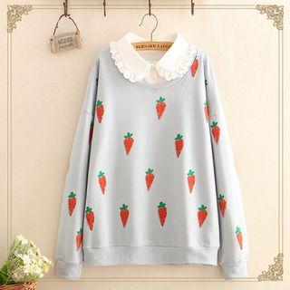 Carrot Print Mock Two-piece Sweatshirt